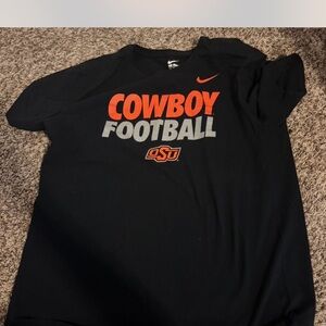 Nike Black T-Shirt with Orange and White Print